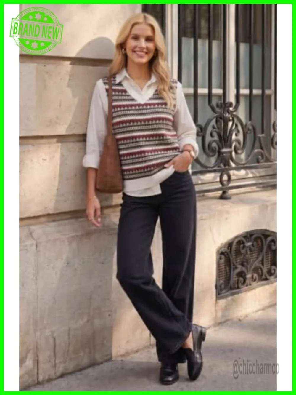 Wool Blend Knit V Neck Sleeveless Casual Sweater Vest Top